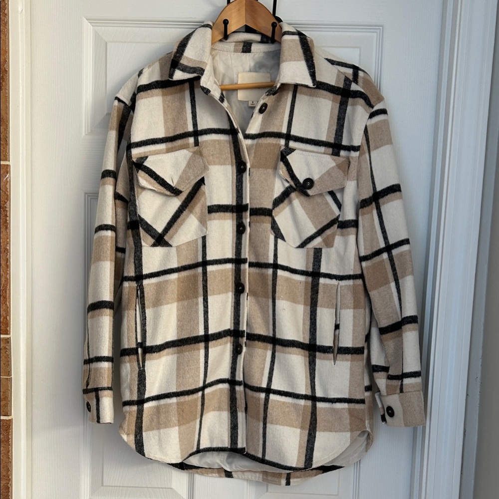 Thread & Supply Plaid Jacket in Cream and Tan